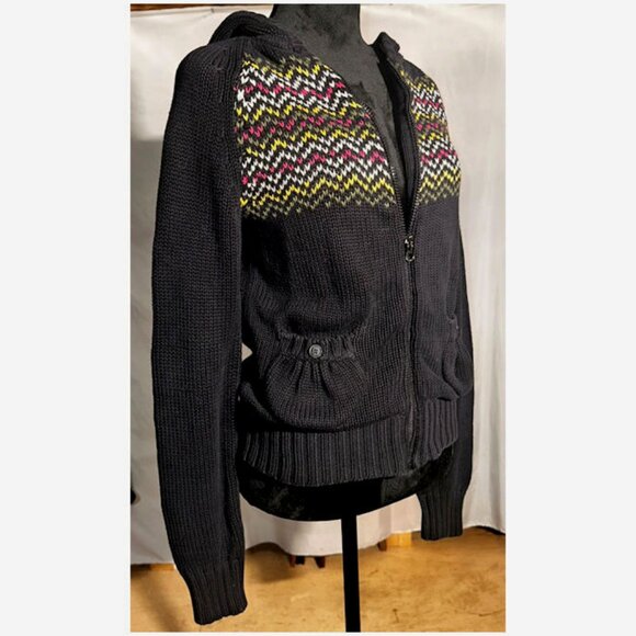 Arizona Black Sweater with Heart Elbow Patches, Large - Picture 2 of 7